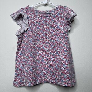 Polo Ralph Lauren Girls Size Medium 8-10 Years Floral Summer Top Ruffle Short Sl